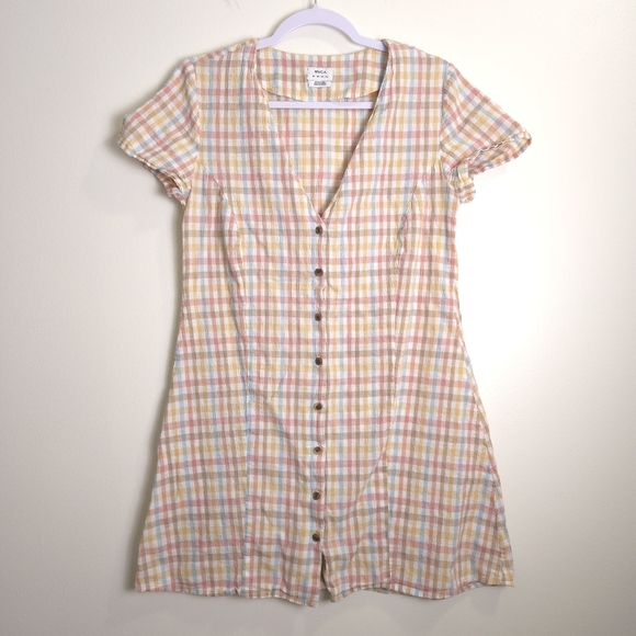 RCVA Clued Up Mini Dress M Beach Coastal Vintage Gingham Check - Picture 2 of 10